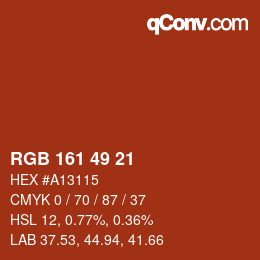 Color code: RGB 161 49 21 | qconv.com