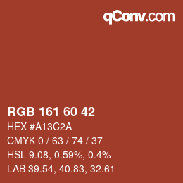 Color code: RGB 161 60 42 | qconv.com