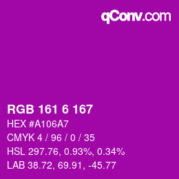 Color code: RGB 161 6 167 | qconv.com