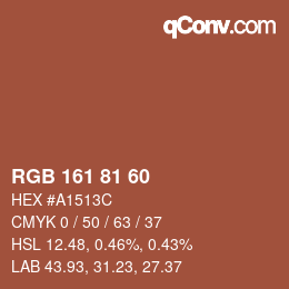 Color code: RGB 161 81 60 | qconv.com