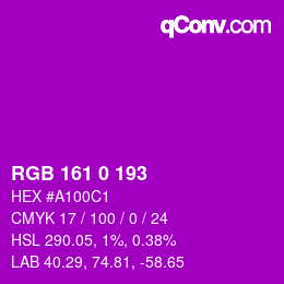 Farbcode: RGB 161 0 193 | qconv.com