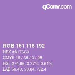 Color code: RGB 161 118 192 | qconv.com