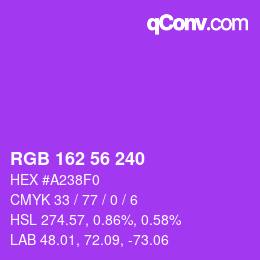 Code couleur: RGB 162 56 240 | qconv.com