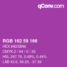 Color code: RGB 162 59 166 | qconv.com