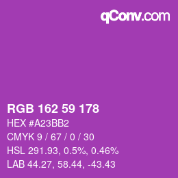 Color code: RGB 162 59 178 | qconv.com