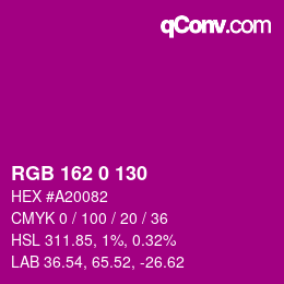 Código de color: RGB 162 0 130 | qconv.com