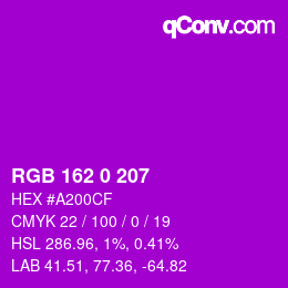 Código de color: RGB 162 0 207 | qconv.com