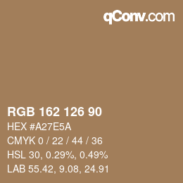 Color code: RGB 162 126 90 | qconv.com