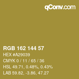 Color code: RGB 162 144 57 | qconv.com