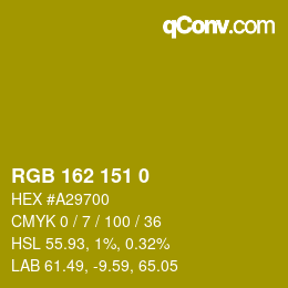 Farbcode: RGB 162 151 0 | qconv.com