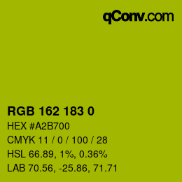 Code couleur: RGB 162 183 0 | qconv.com