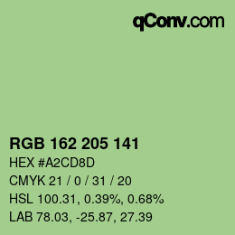 Color code: RGB 162 205 141 | qconv.com