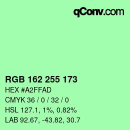 Color code: RGB 162 255 173 | qconv.com