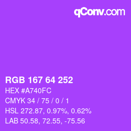 Color code: RGB 167 64 252 | qconv.com