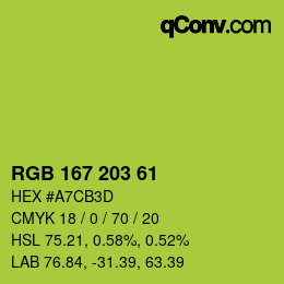 Color code: RGB 167 203 61 | qconv.com