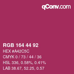 Código de color: RGB 164 44 92 | qconv.com