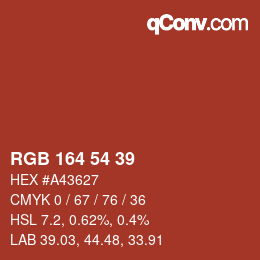 Código de color: RGB 164 54 39 | qconv.com