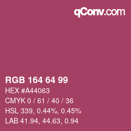 Color code: RGB 164 64 99 | qconv.com