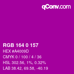 カラーコード: RGB 164 0 157 | qconv.com