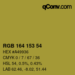 Color code: RGB 164 153 54 | qconv.com