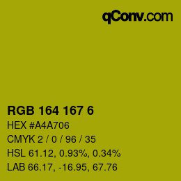 Código de color: RGB 164 167 6 | qconv.com