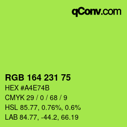 Color code: RGB 164 231 75 | qconv.com