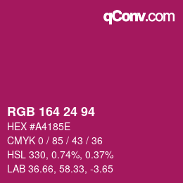 Color code: RGB 164 24 94 | qconv.com