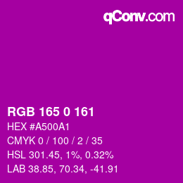 Color code: RGB 165 0 161 | qconv.com