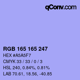 Código de color: RGB 165 165 247 | qconv.com