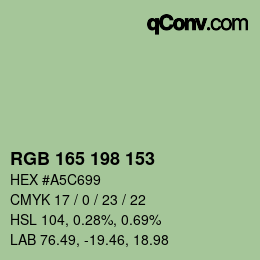 Código de color: RGB 165 198 153 | qconv.com