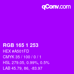 カラーコード: RGB 165 1 253 | qconv.com