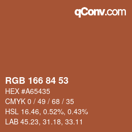 Color code: RGB 166 84 53 | qconv.com