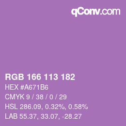 Code couleur: RGB 166 113 182 | qconv.com