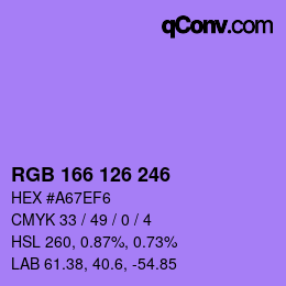 Code couleur: RGB 166 126 246 | qconv.com