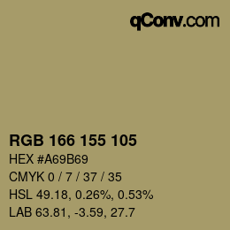 Color code: RGB 166 155 105 | qconv.com