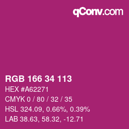 Color code: RGB 166 34 113 | qconv.com