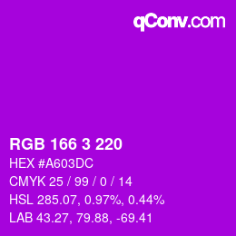 Code couleur: RGB 166 3 220 | qconv.com