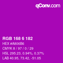 Code couleur: RGB 168 6 182 | qconv.com