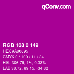 Código de color: RGB 168 0 149 | qconv.com