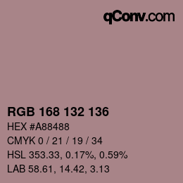 Código de color: RGB 168 132 136 | qconv.com