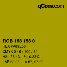 Color code: RGB 168 158 0 | qconv.com