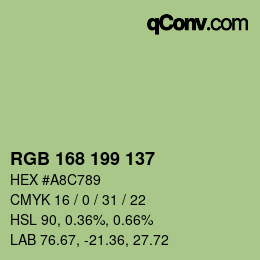 Farbcode: RGB 168 199 137 | qconv.com