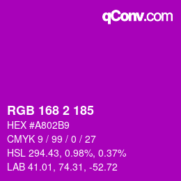 Farbcode: RGB 168 2 185 | qconv.com