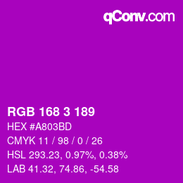 Código de color: RGB 168 3 189 | qconv.com