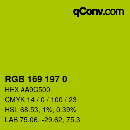 Code couleur: RGB 169 197 0 | qconv.com