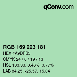 Color code: RGB 169 223 181 | qconv.com