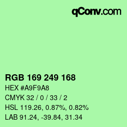 Code couleur: RGB 169 249 168 | qconv.com