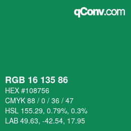 Color code: RGB 16 135 86 | qconv.com