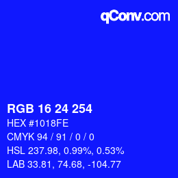 Color code: RGB 16 24 254 | qconv.com