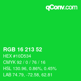 Color code: RGB 16 213 52 | qconv.com